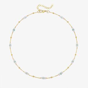 Stationary Design Fresh Water Pearl & Jade Necklace